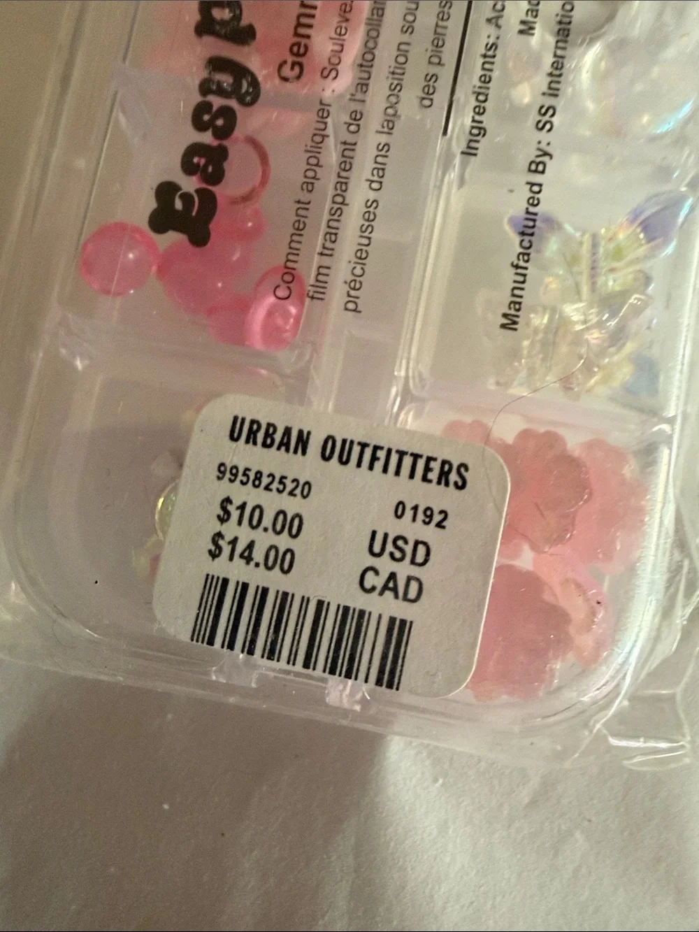 Urban Outfitters Pink and Clear Stick-On Gem Set